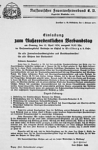 Einladung zum außerordentlichen Verbandstag am Sonntag, den 15.04.1934, morgens um 10:45 Uhr in Weilburg a.d. Lahn - zum Vergrößern klicken