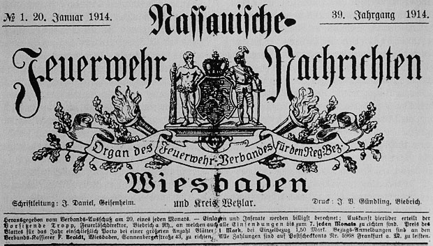 39. Jahrgang der "Nassauische Feuerwehr Nachrichten" im Jahr 1914